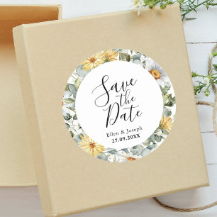 Elegante Grüne Wildblumen Hochzeit Save The Date Runder Aufkleber