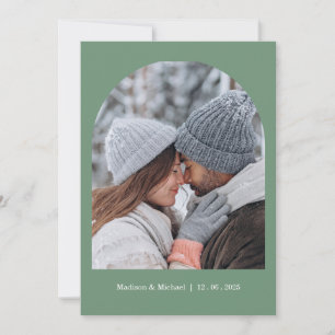 Elegante Grüne Winter-Botanische Kranzhochzeit Save The Date