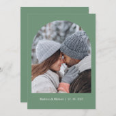 Elegante Grüne Winter-Botanische Kranzhochzeit Save The Date (Vorne/Hinten)