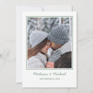 Elegante Grüne Winter-Botanische Kranzhochzeit Save The Date
