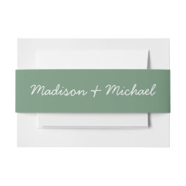 Elegante Grüne Winterhochzeit Einladungsbanderole