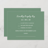 Elegante Grüne Winterhochzeit RSVP Karte (Vorne/Hinten)