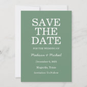 Elegante Grüne Winterhochzeit Save The Date (Vorderseite)