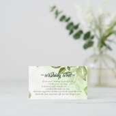 Elegante Grüne wünschend gut für Hochzeiten Begleitkarte (Stehend Vorderseite)