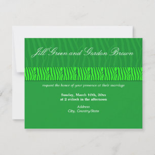 Elegante grüne Zebra-Muster-Hochzeitseinladung Einladung