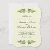 Elegante grüne Zeder Blätter Islamische Hochzeit Einladung (Vorderseite)