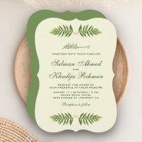 Elegante grüne Zeder Blätter Islamische Hochzeit