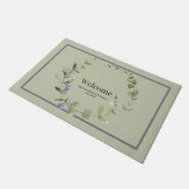 Elegante Grünen Wreath Familie Willkommen Fußmatte (Schrägansicht)