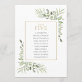 Elegante Grünfläche Tischnummer 5 Sitzplan (Rückseite)