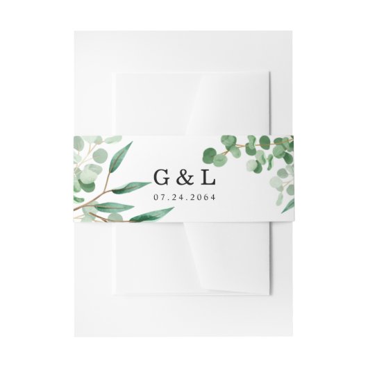 Elegante Grünflächen Blätter Floral Modern Bauchba Einladungsbanderole (Vorderseite Beispiel)