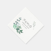 Elegante Grünflächen Blume Personalisierte Namen W Serviette (Ecke)