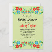 Elegante Grünflächen Rote Rosen Blumenstrauß Braut Einladung (Vorderseite)