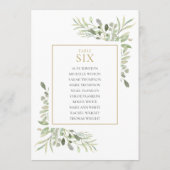 Elegante Grünflächen Tischnummer 6 Sitzplakette (Rückseite)