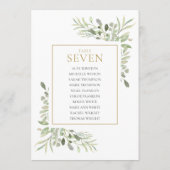 Elegante Grünflächen Tischnummer 7 Sitzplakette (Rückseite)