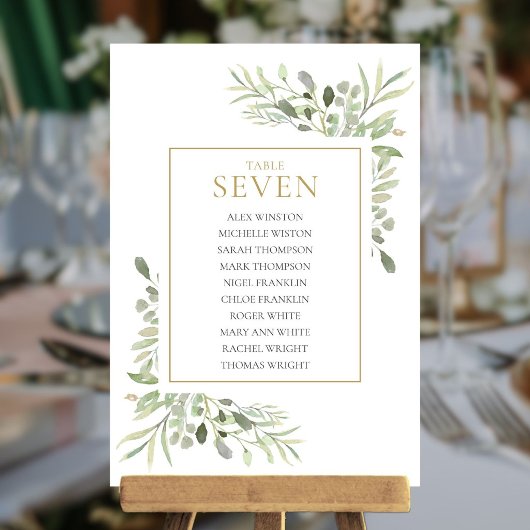 Elegante Grünflächen Tischnummer 7 Sitzplakette