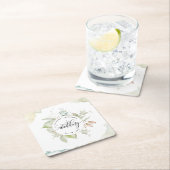 Elegante Grünflächen und Aquarellflächen, Hochzeit Rechteckiger Pappuntersetzer (Vor Ort)