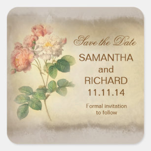 elegante grungy Rose Save the Date Aufkleber