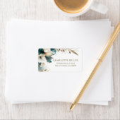 Elegante Grünpflanzen Aquamarine Hochzeit Adressaufkleber (Insitu)