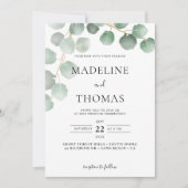 Elegante Grünpflanzen Blätter Foto Wedding I Einladung (Vorderseite)