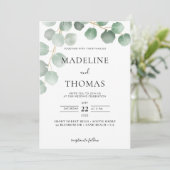 Elegante Grünpflanzen Blätter Foto Wedding I Einladung (Stehend Vorderseite)