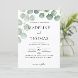 Elegante Grünpflanzen Blätter Foto Wedding I Einladung