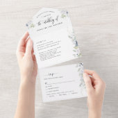 Elegante Grünpflanzen, Blaue Hochzeit der weißen N All In One Einladung (Abreißen)