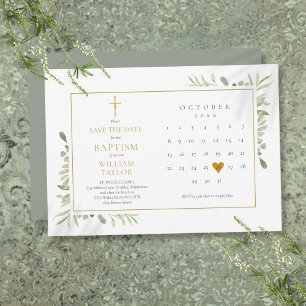 Elegante Grünpflanzen Blumen Taufe Namensgebung Save The Date
