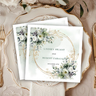 Elegante Grünpflanzen Botanische Hochzeitsserviett Serviette