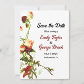 Elegante Grünpflanzen Botanische Rose Hochzeit der Save The Date (Vorderseite)