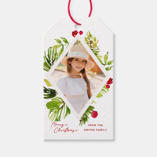 Elegante Grünpflanzen Botanisches Foto Geschenkanhänger (Vorderseite)