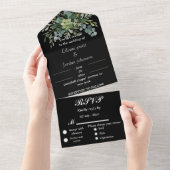 Elegante Grünpflanzen Eukalyptus WEDDING INVITATIO All In One Einladung (Abreißen)