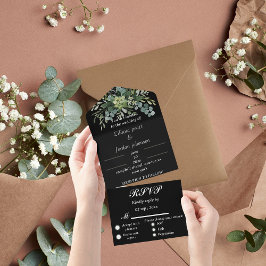 Elegante Grünpflanzen Eukalyptus WEDDING INVITATIO All In One Einladung