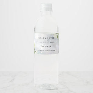 Elegante Grünpflanzen Florale Winterhochzeit Wasserflaschenetikett