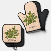 Elegante Grünpflanzen Foliage Oven Mitt und Pot Ho Ofenhandschuh & Topflappen-Set (Vorderseite/Rückseite)