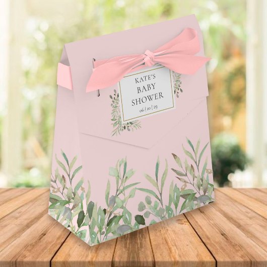 Elegante Grünpflanzen Foliage Pink Girl Baby Dusch Geschenkschachtel