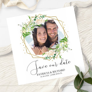 Elegante Grünpflanzen-Foto-Hochzeit Termin vormerk Magnetkarte