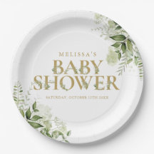 Elegante Grünpflanzen Gold Baby Shower