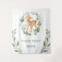 Elegante Grünpflanzen Gold Woodland Deer Baby Hint