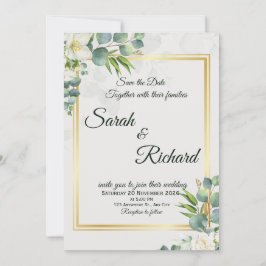 Elegante Grünpflanzen Hochzeitseinladung Minimalis Einladung
