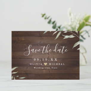 Elegante Grünpflanzen Holz Grafschaft rustikal Sav Save The Date