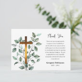 Elegante Grünpflanzen Kupfer Cross katholische Bee Dankeskarte (Stehend Vorderseite)