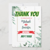 Elegante Grünpflanzen Minimalistisches Foto Hochze Dankeskarte (Vorderseite)