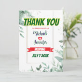 Elegante Grünpflanzen Minimalistisches Foto Hochze Dankeskarte (Stehend Vorderseite)