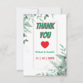 Elegante Grünpflanzen Minimalistisches Foto Hochze Dankeskarte (Vorderseite)