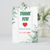 Elegante Grünpflanzen Minimalistisches Foto Hochze Dankeskarte (Stehend Vorderseite)