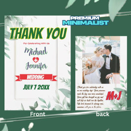 Elegante Grünpflanzen Minimalistisches Foto Hochze Dankeskarte