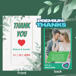 Elegante Grünpflanzen Minimalistisches Foto Hochze Dankeskarte