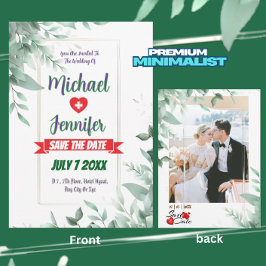 Elegante Grünpflanzen Minimalistisches Foto Hochze Save The Date