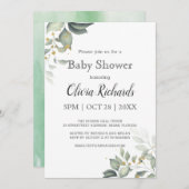 Elegante Grünpflanzen Moderne Babydusche UAWG Einladung (Vorne/Hinten)