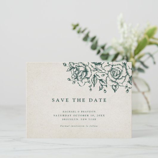 Elegante Grünpflanzen Save the Date im Grünen (Stehend Vorderseite)